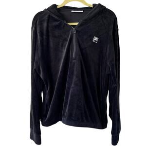 FILA Womens Velour Track Jacket 1/4 Zip Black Size Extra Extra Large Y2K Retro